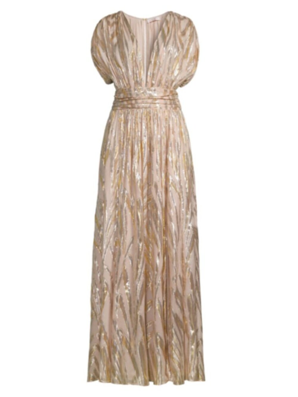 Ramy Brook Jessieann Metallic Silk Gown in Gold / Blush NWT, Size 2